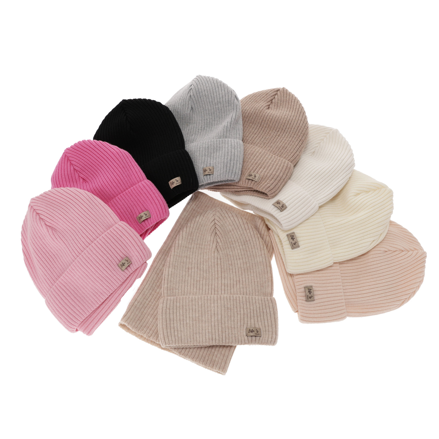 Girl spring autumn set hat and tube scarf beige 100% extra fine merino wool Itra