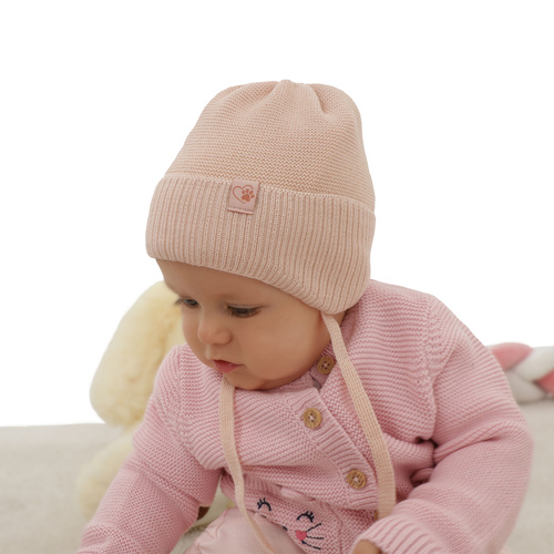Girl's winter hat violet with merino wool Dari