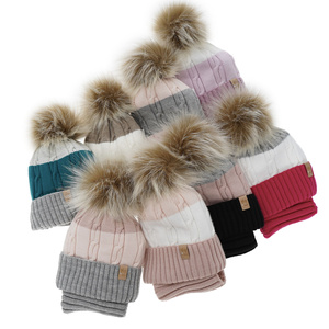 Girl's winter set: hat and tube scarf black Karmelita with pompom