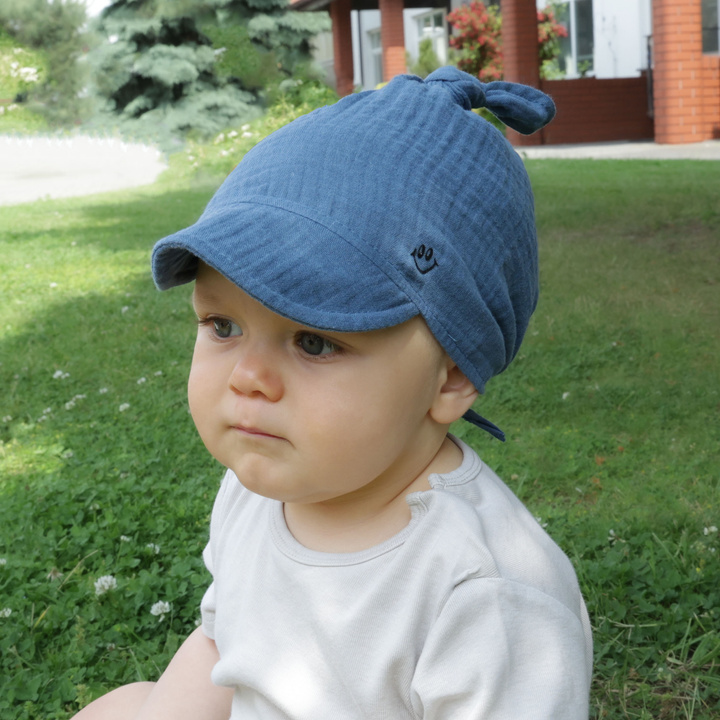 Muslin summer sun cap for boy blue Kobo