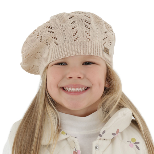 Girl's spring/autumn beret, beige, Kevira