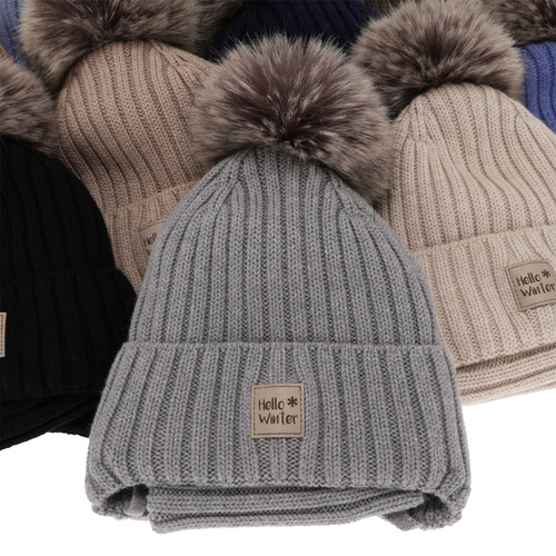 Boy's winter set: hat and tube scarf, grey, 100% extra fine merino wooll, lined with wool fleece Morti