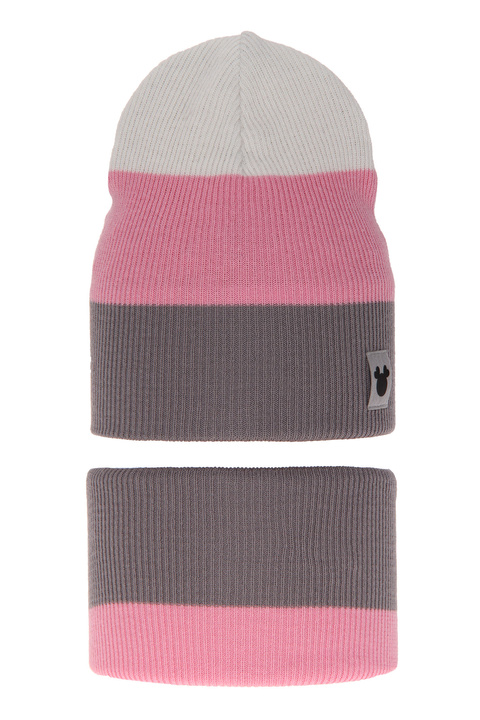 Girl's spring/ autumn set: hat and tube scarf grey Eureka