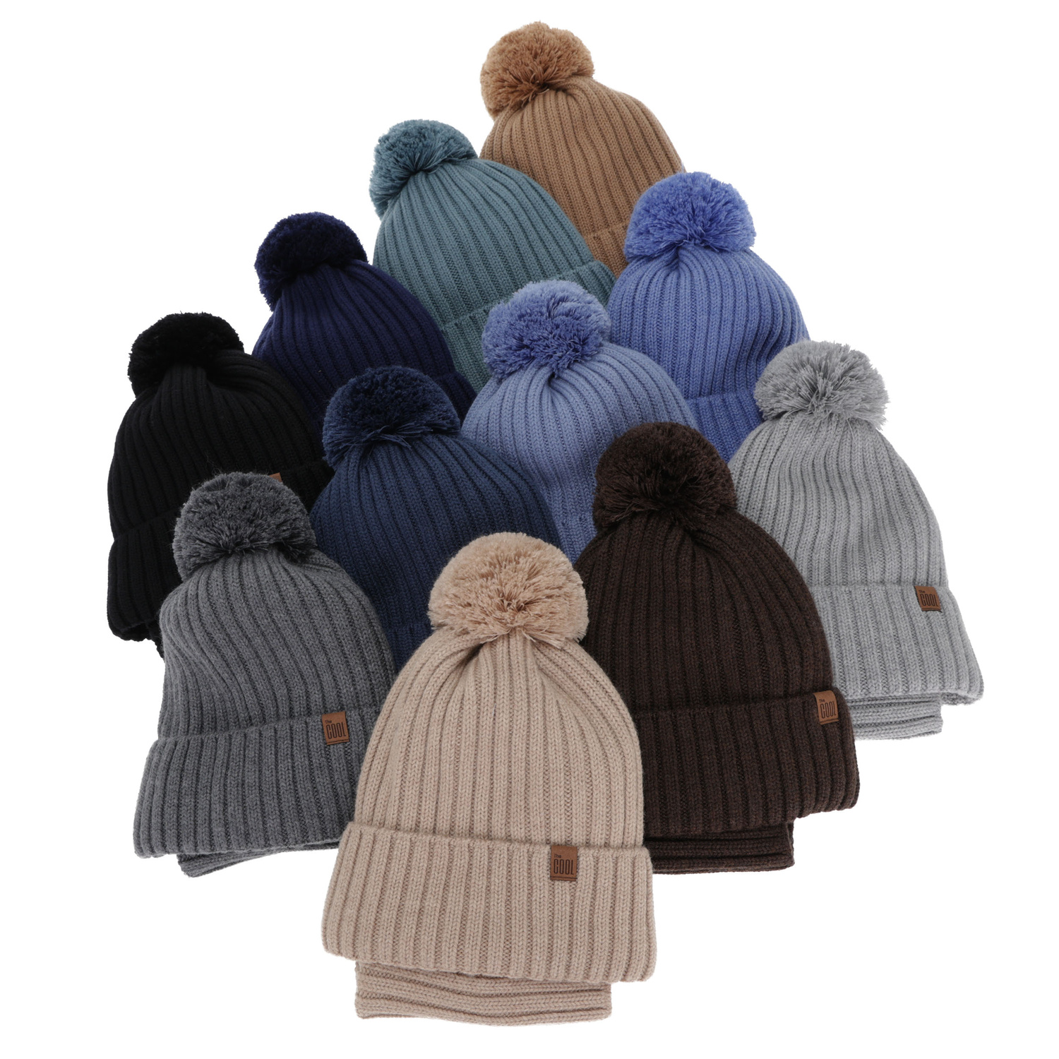 Boy's winter set: hat and tube scarf, gray, 100% merino wool, cotton lining, Tolmar