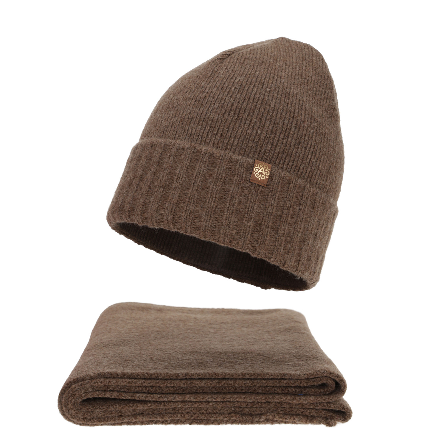 Woman's winter set: hat and scarf, brown, Shasta