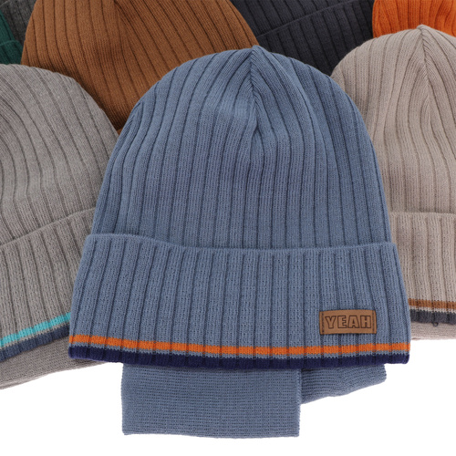 Children's autumn/ spring set: hat and tube scarf, with cotton, blue London