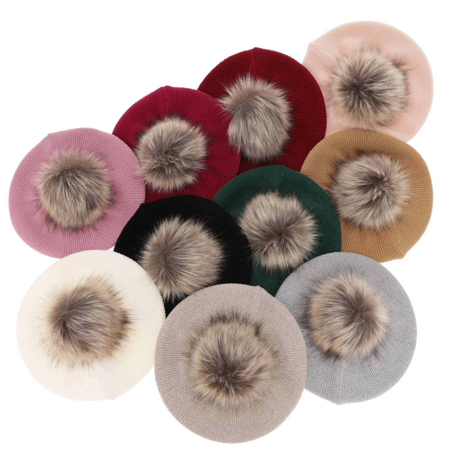 Woman's winter beret camel merino wool Bonnie