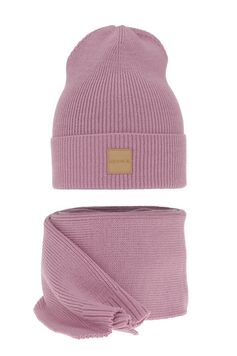 Women's spring and winter set: hat and scarf violet Nathalie