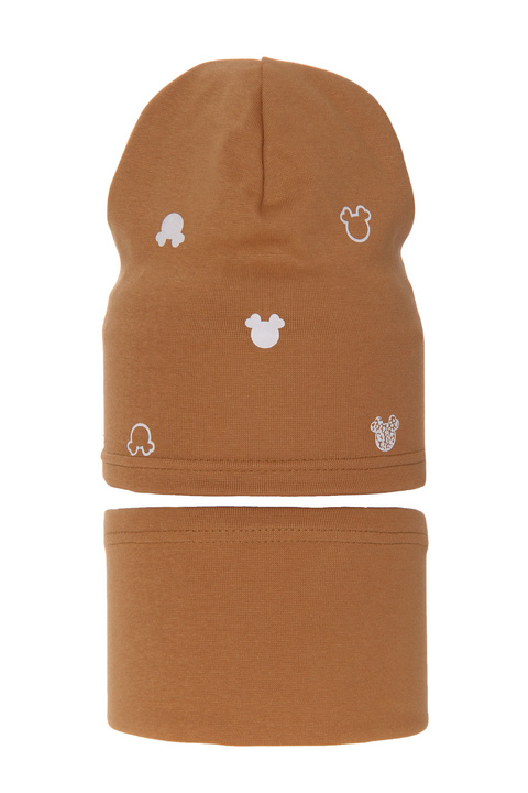 Girl's spring/ autumn set: hat and tube scarf camel Mariet