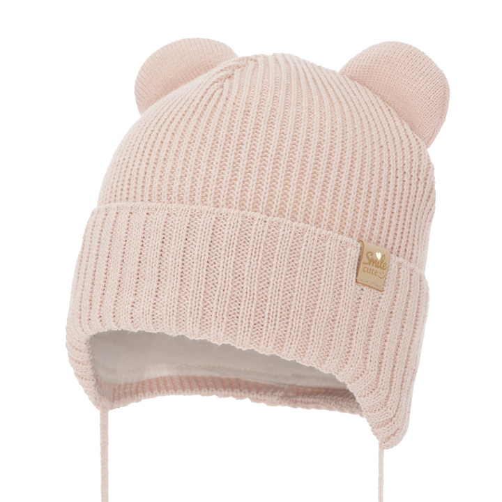 Girl's winter hat pink with merino wool Shira