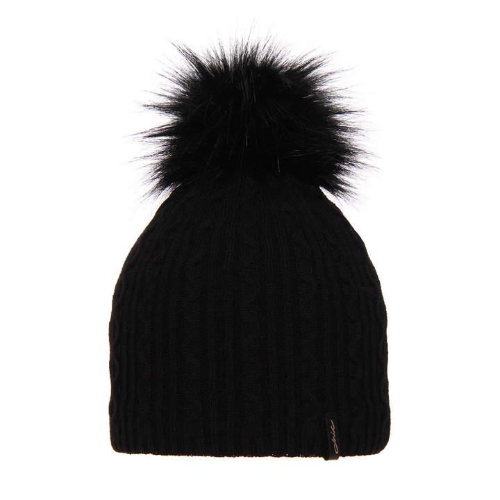 Woman's winter hat black Xena with pompom