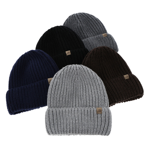 Men's winter hat grey 100% extra fine merino wool Berno