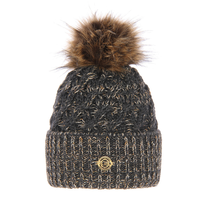 Woman's winter hat grey Alis with pompom