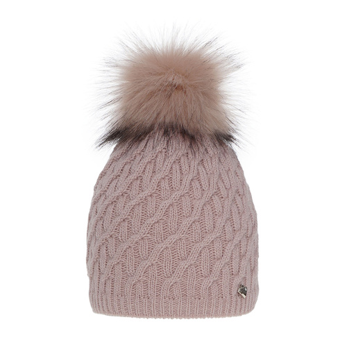 Woman's winter hat pink Kaskada with pompom