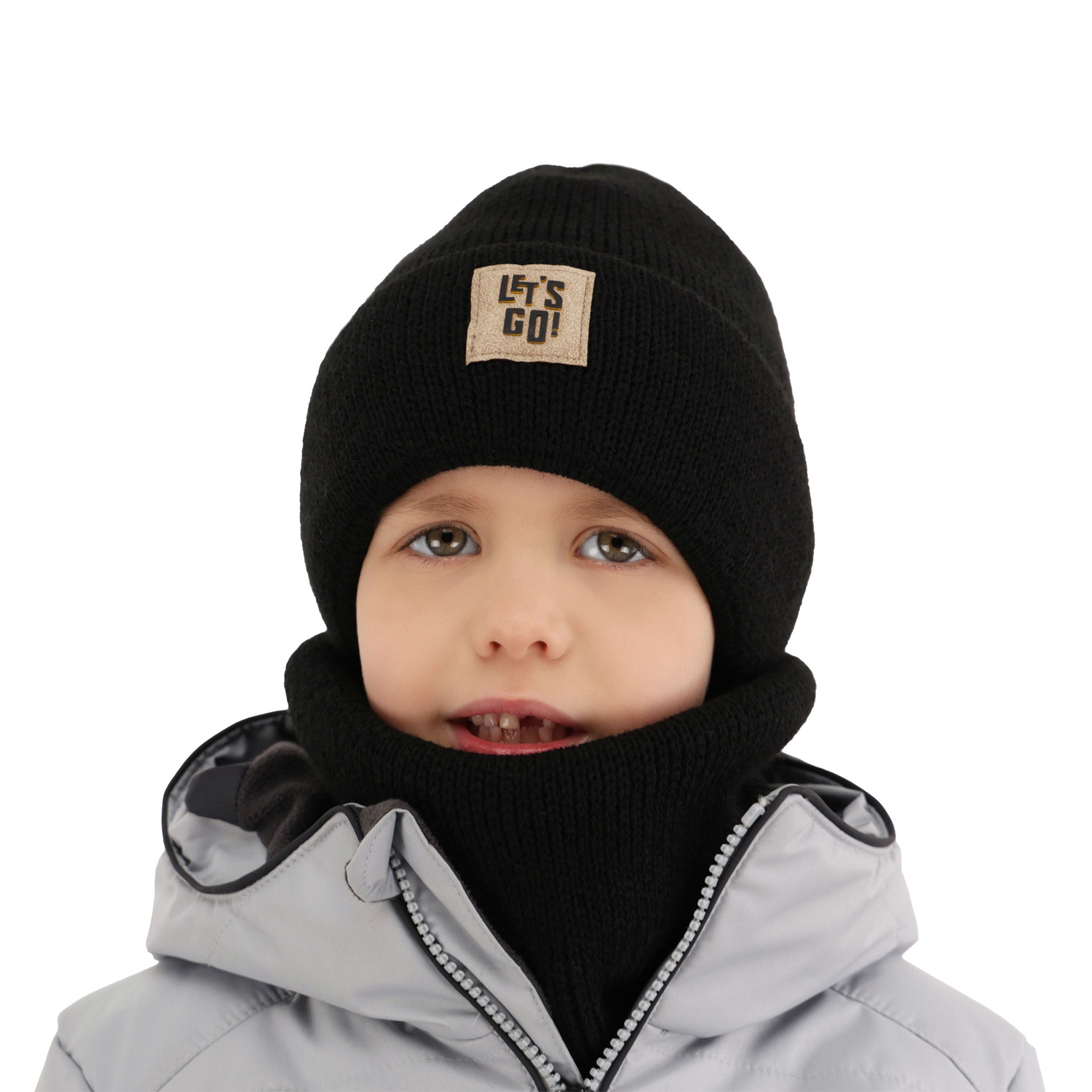 Boy's winter set: hat and tube scarf blue Joseph