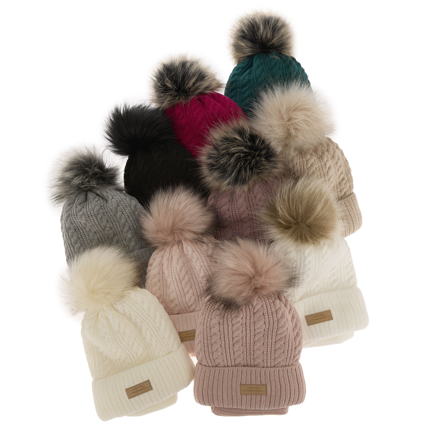 Girl's winter set: hat and tube scarf pink Alika with pompom