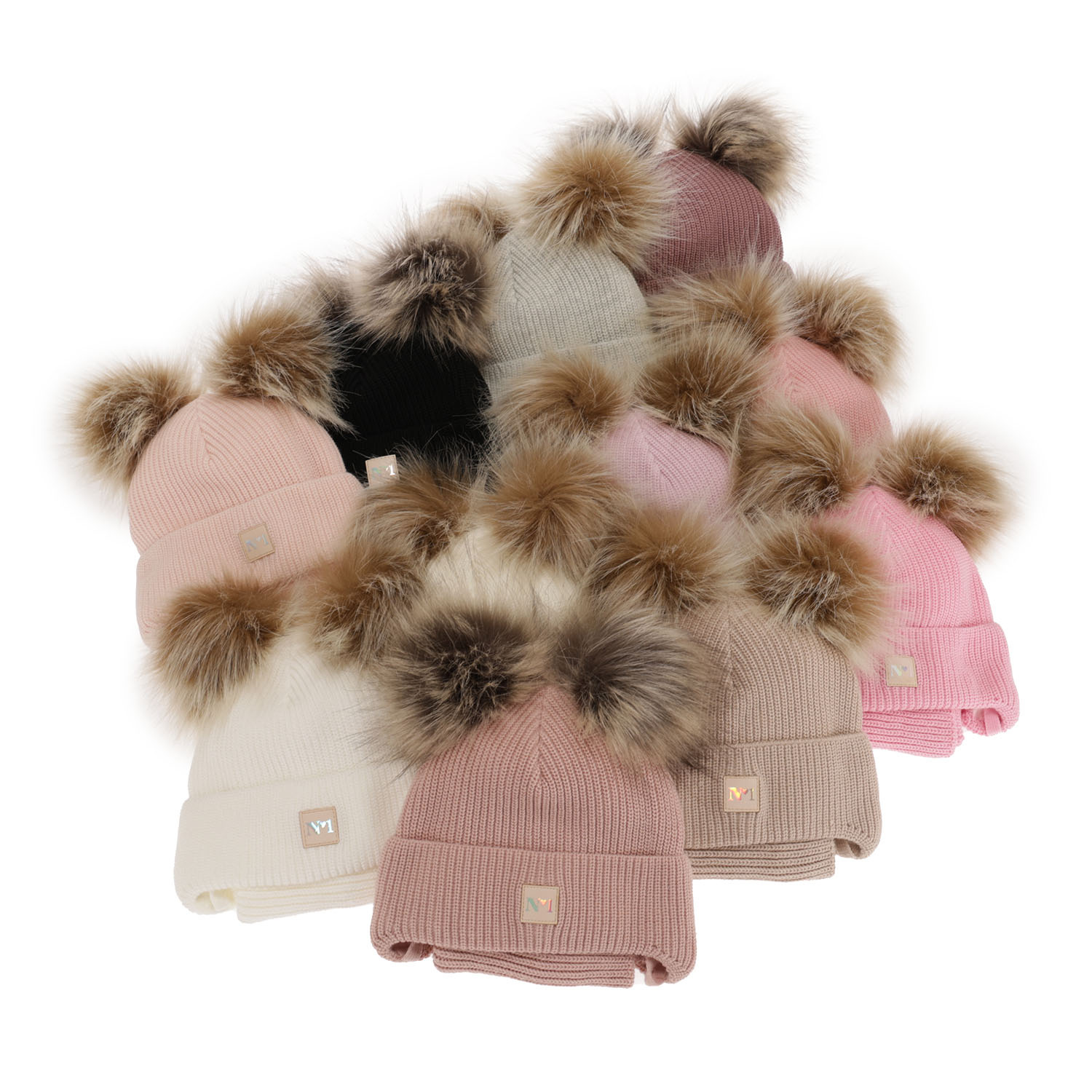 Girl's winter set: hat and tube scarf violet with two pompoms Kiara