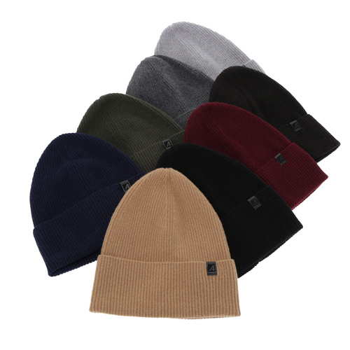 Men's spring/autumn hat, black, with merino wool and cashmere, Azuryt