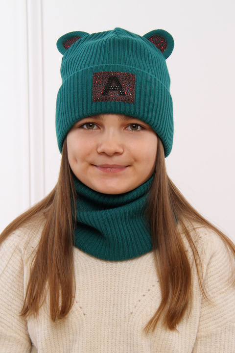 Girl's winter set: hat and tube scarf honey Romka