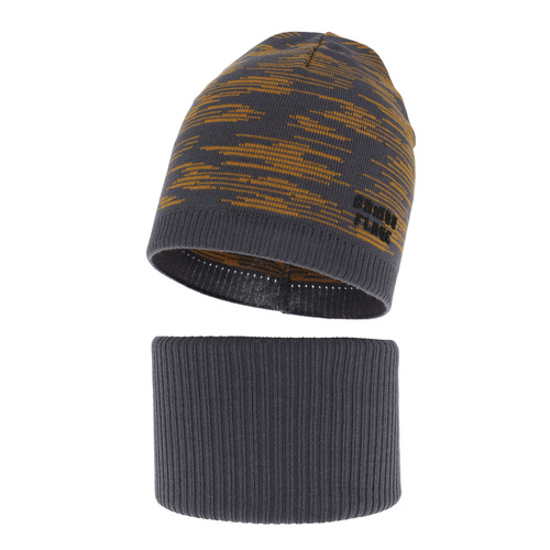 Children's autumn/ spring set: hat and tube scarf, with cotton, blue Carter