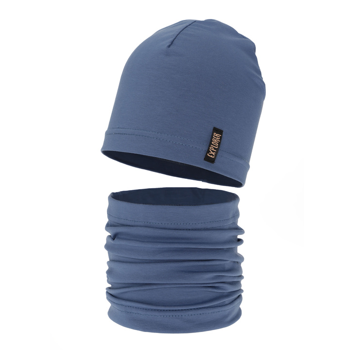 Boy's spring/ autumn set: hat and tube scarf blue Hobart