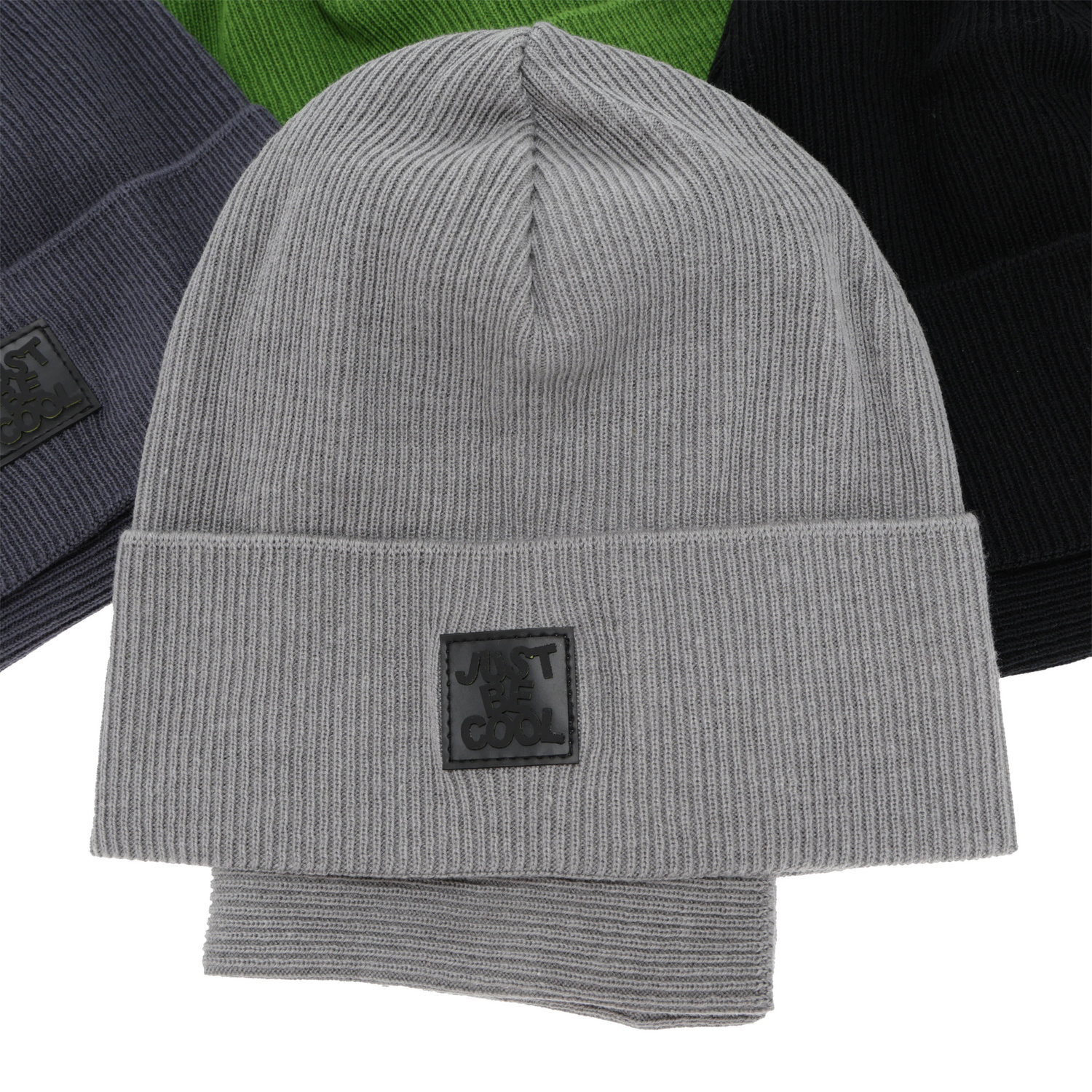 Boy's spring, autumn set: hat and tube scarf, with cotton, gray, Jonas