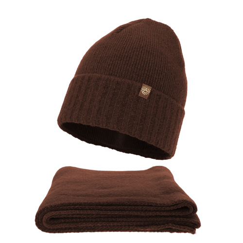 Woman's winter set: hat and scarf, brown, Shasta