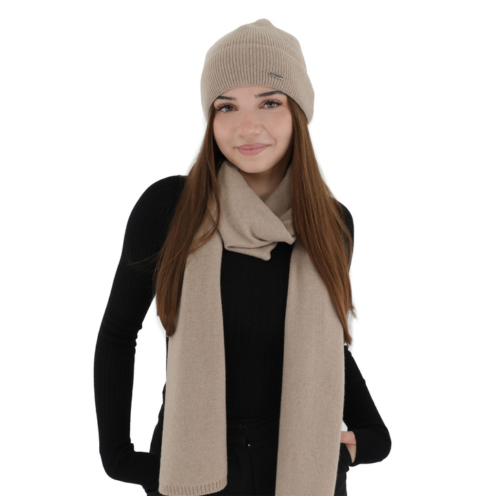 Woman's winter scarf, winter, beige, merino wool with cashmere, Irenia