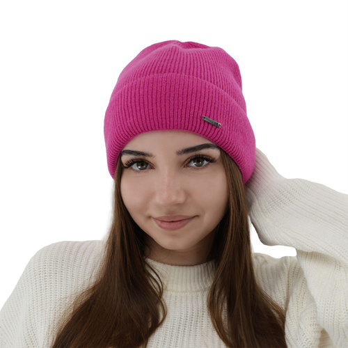 Woman's autumn winter hat, purple, merino wool with cashmere, Sindra