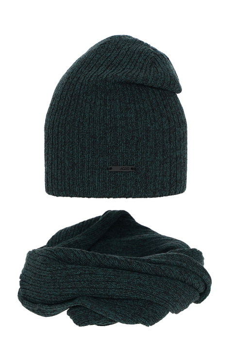 Boy's winter set: hat and tube scarf green Elmer