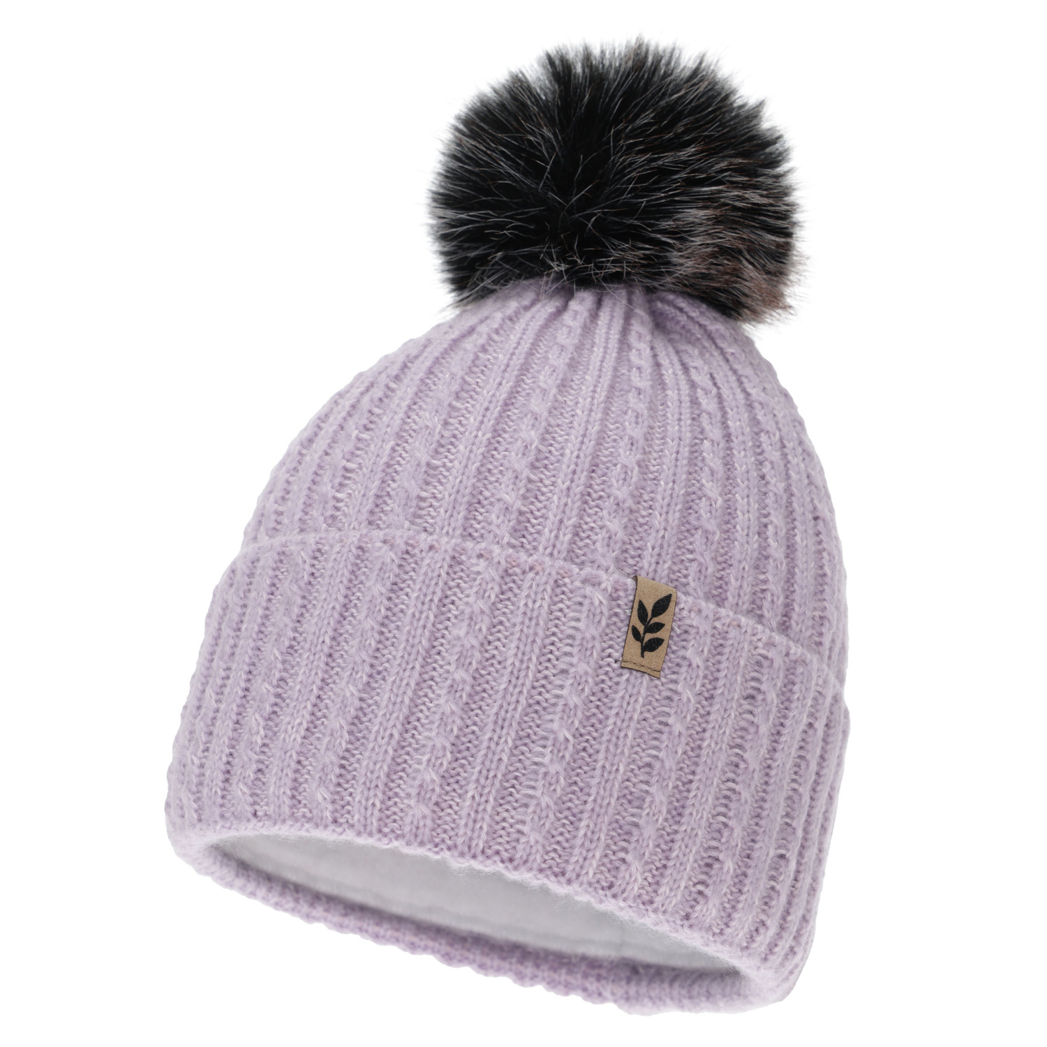 Woman's winter hat, purple, with pompom, Calista
