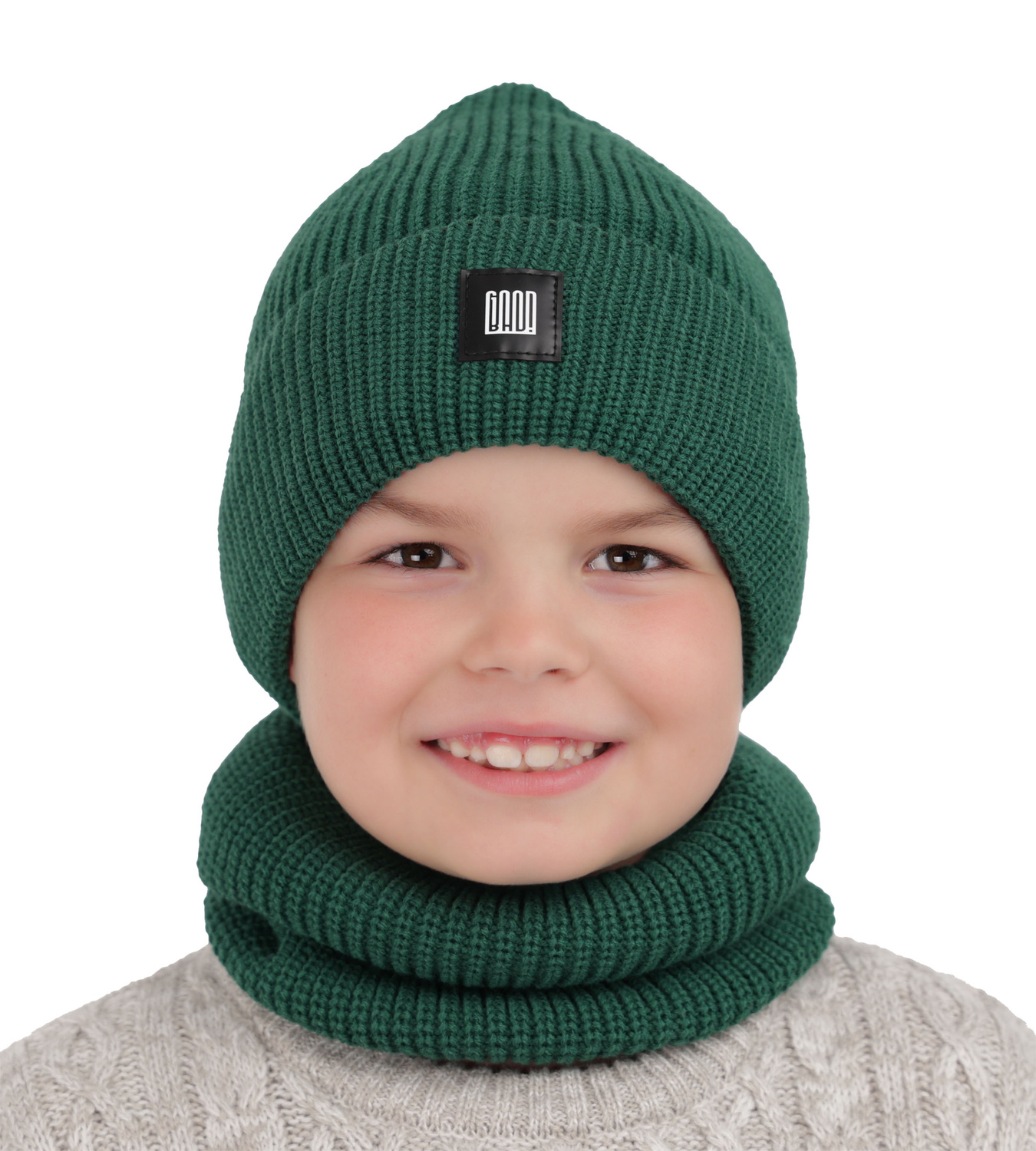 Boy's winter set: hat and tube scarf khaki Amadeo