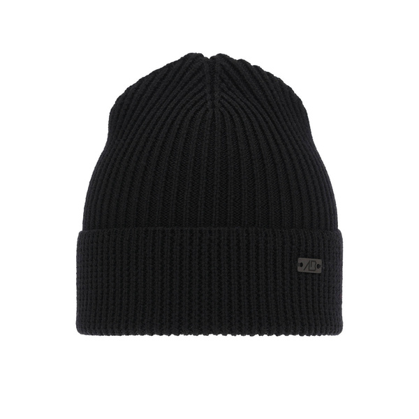 Men's winter hat black Owen 100% Extra Fine Merino Wool