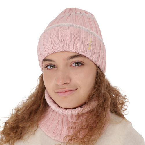 Girl's winter set: hat and tube scarf pink Judit