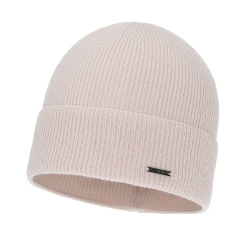 Woman's autumn winter hat, light pink, with merino wool cashmere, Sindra