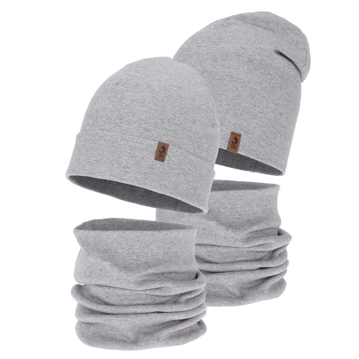 Boy's spring, autumn set: hat and tube scarf, grey, Amalfi