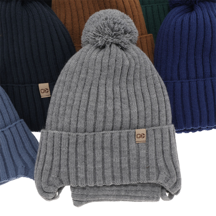 Boy's winter set: hat and tube scarf navy blue with pompom Carlo