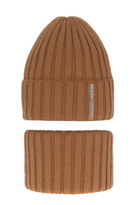 Boy's winter set: hat and tube scarf camel Livido
