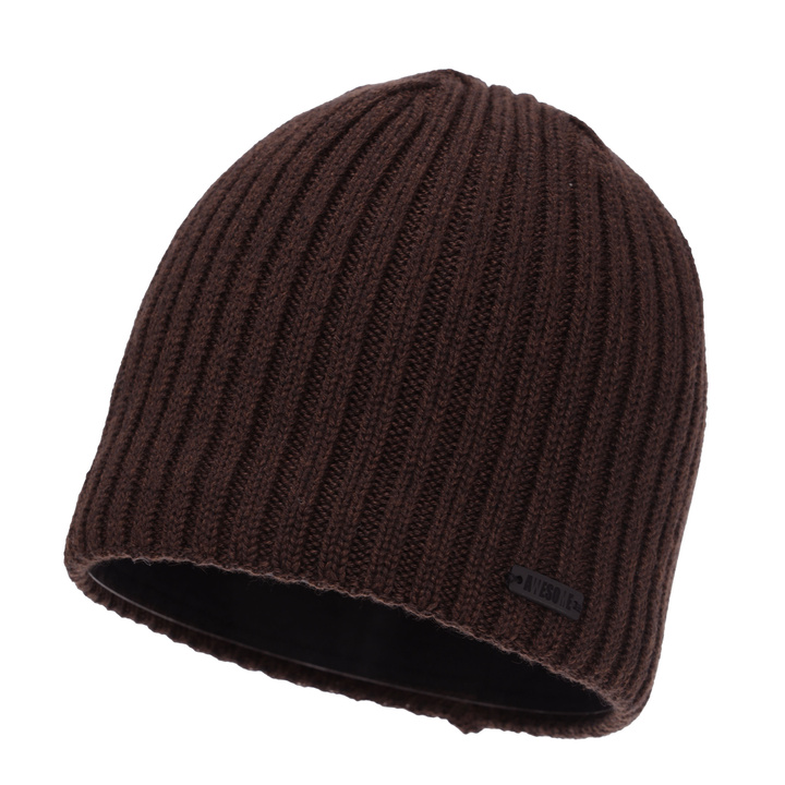Men's winter hat, brown, with merino wool, Adagio