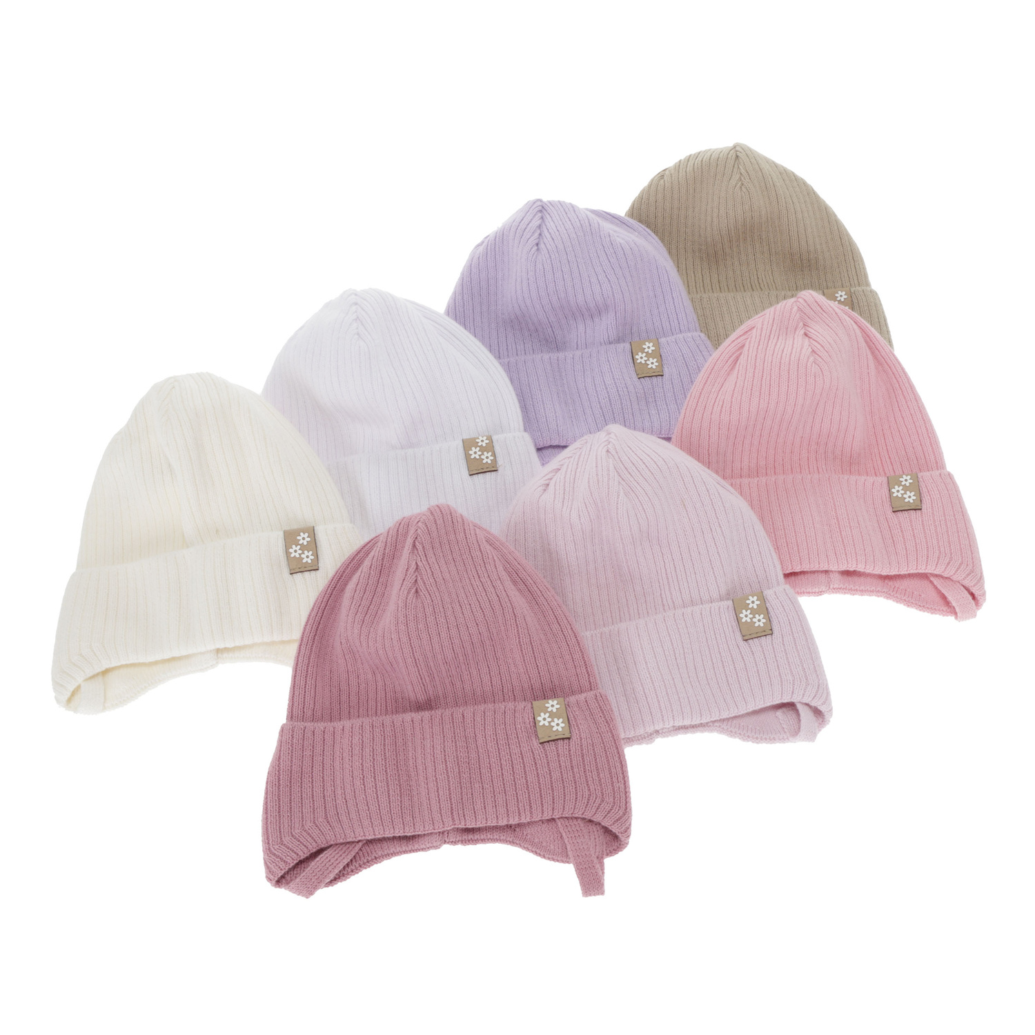 Girl's spring/ autumn hat, beige, with ears, 100% cotton, Lunara