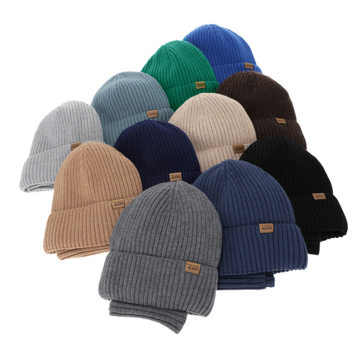 Hat and tube scarf for boy, winter set, 100% merino wool, with merino wool lining, emerald, Domin