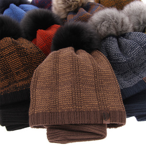 Boy's winter set: hat and tube scarf red Harison with pompom