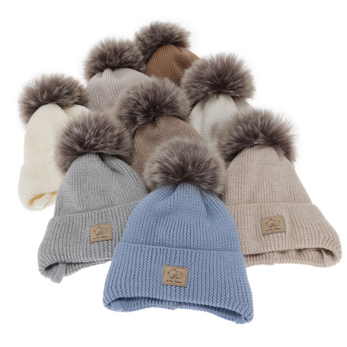 Boy's winter hat, cream, with ears, 100% merino wool, Jergen