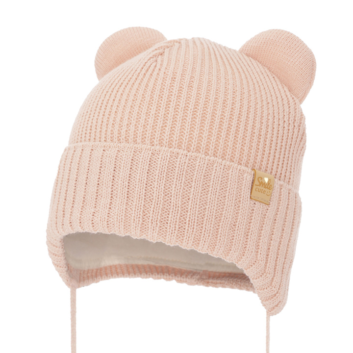 Girl's winter hat pink with merino wool Shira