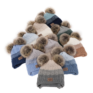 Boy's winter set: hat and scarf blue with two pompom Platon