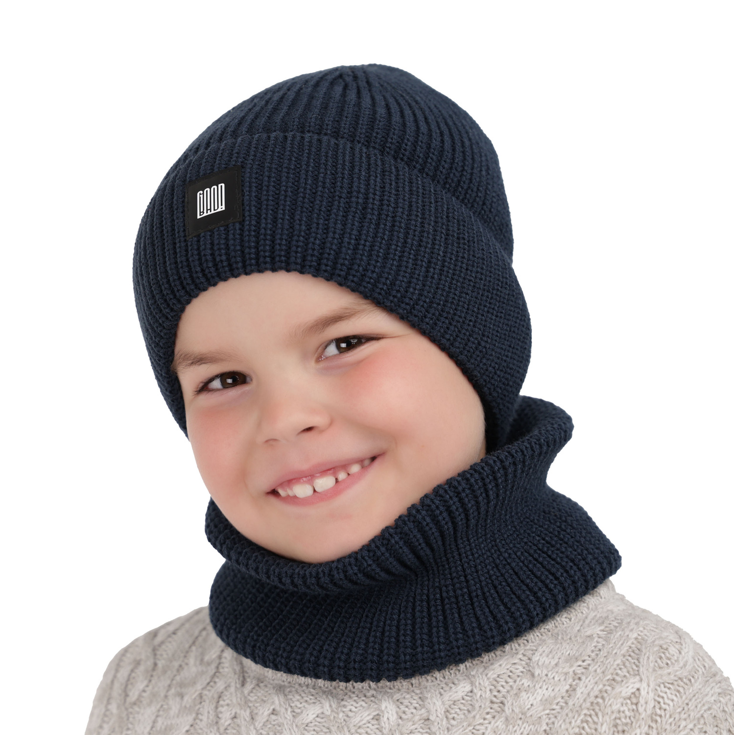 Boy's winter set: hat and tube scarf blue Amadeo