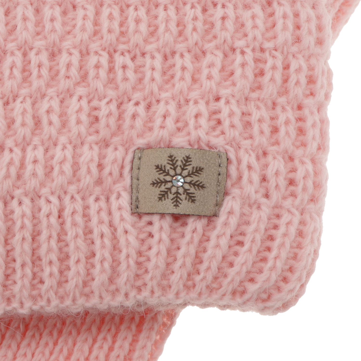 Girl's winter set: hat and tube scarf ecru Germina with pompom