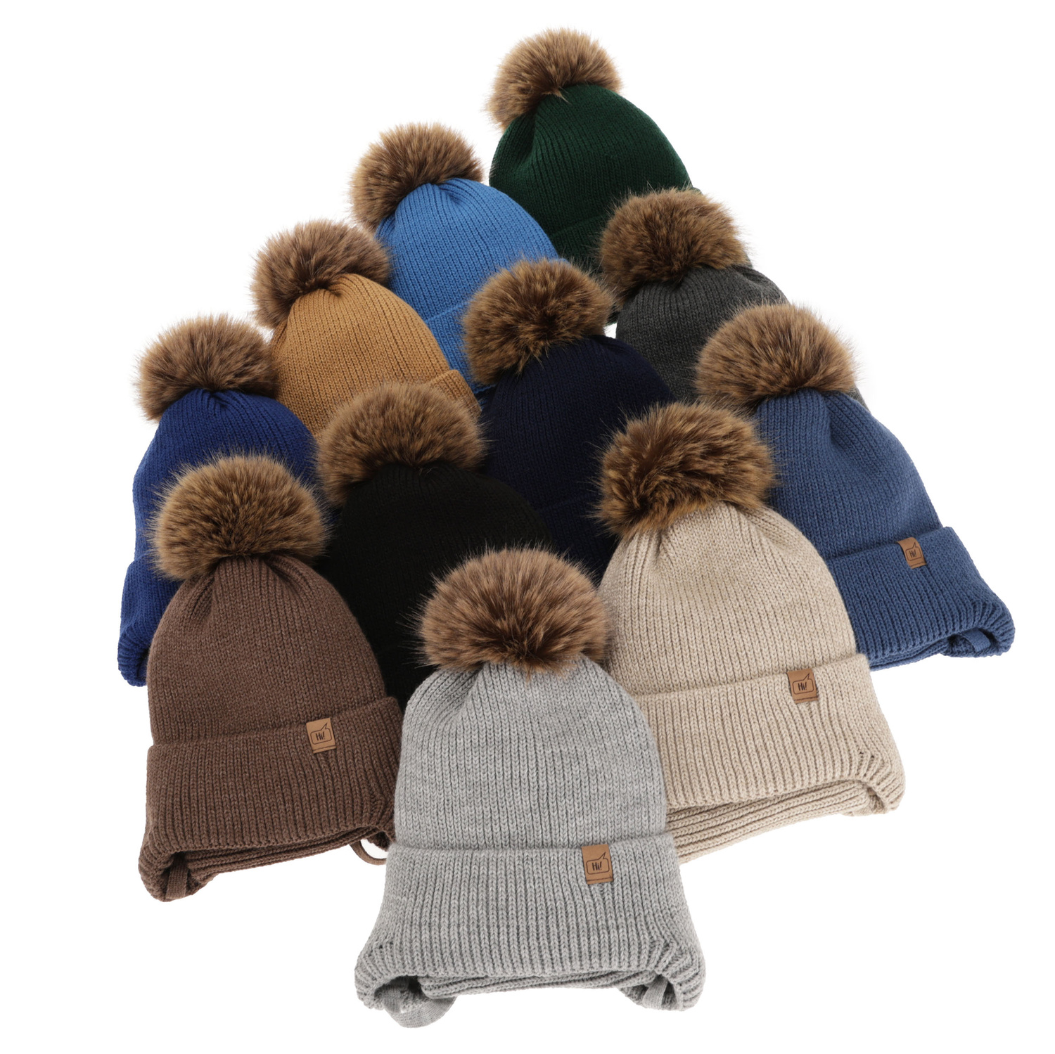 Boy's winter set: hat and tube scarf green Zico with pompom