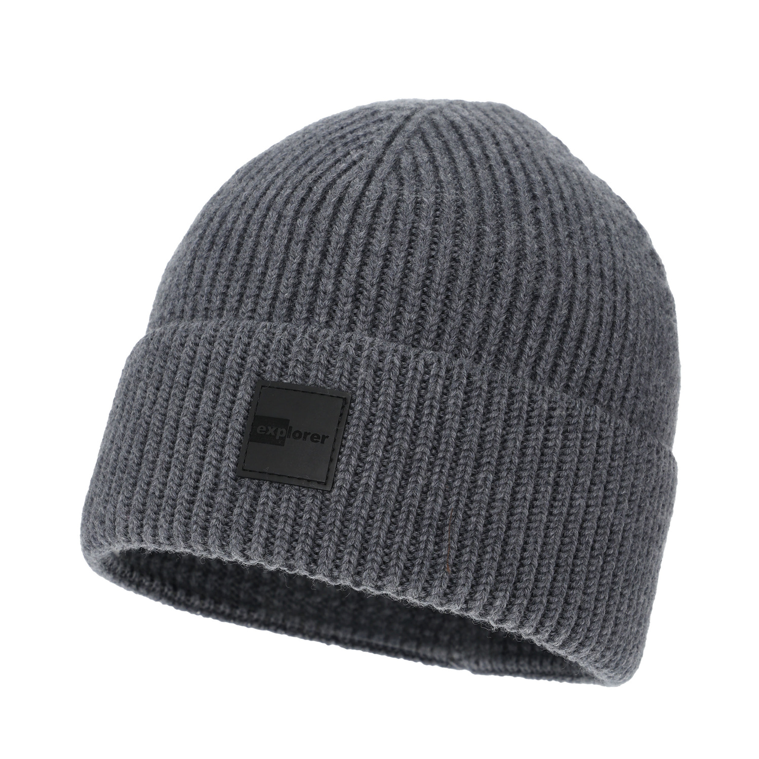 Men's winter hat navy grey 100% merino wool Iron