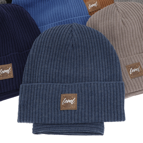 Children's autumn/ spring set: hat and tube scarf, with cotton, blue Fenix